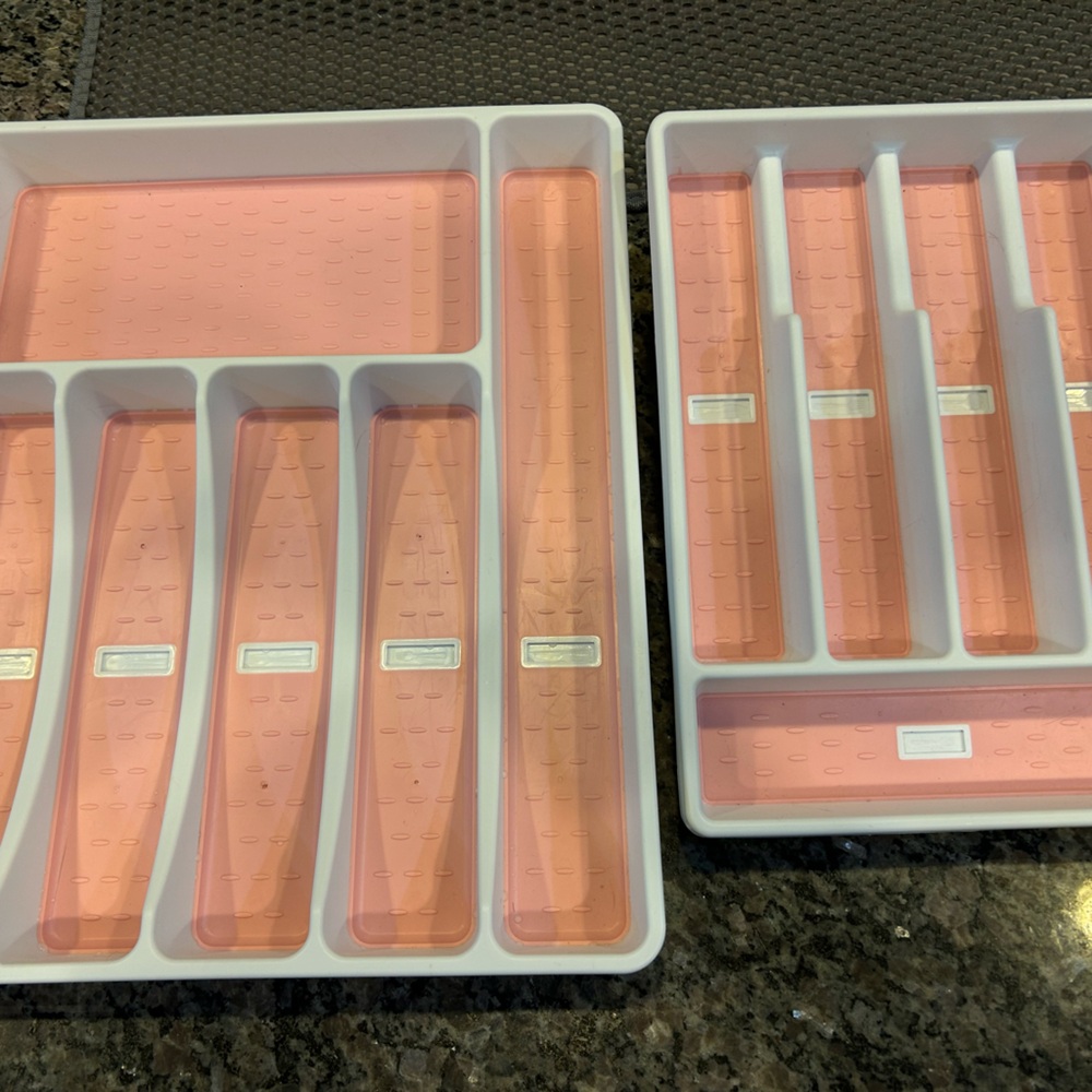 Pink and White Drawer Organizer Set
